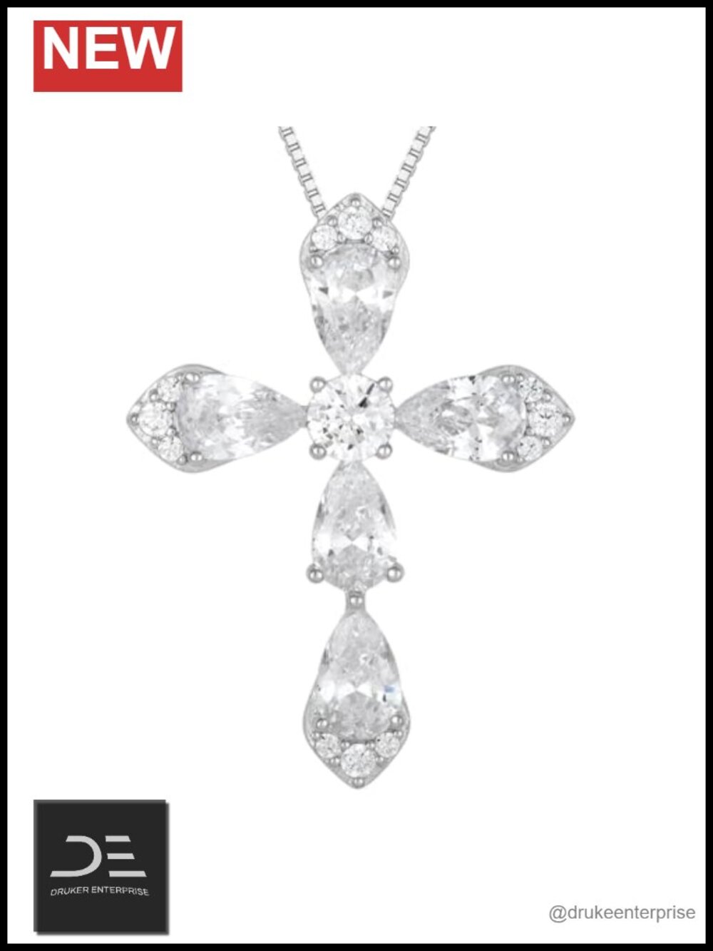 Sterling Silver Cross Necklace Cubic Zirconia Pendant Religious Jewelry
